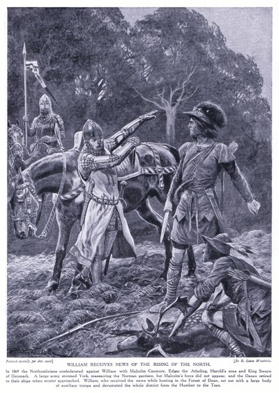 Wilhelm erhält Nachricht vom Aufstand im Norden, 1069 n. Chr., 1920er Jahre von Richard Caton Woodville junior